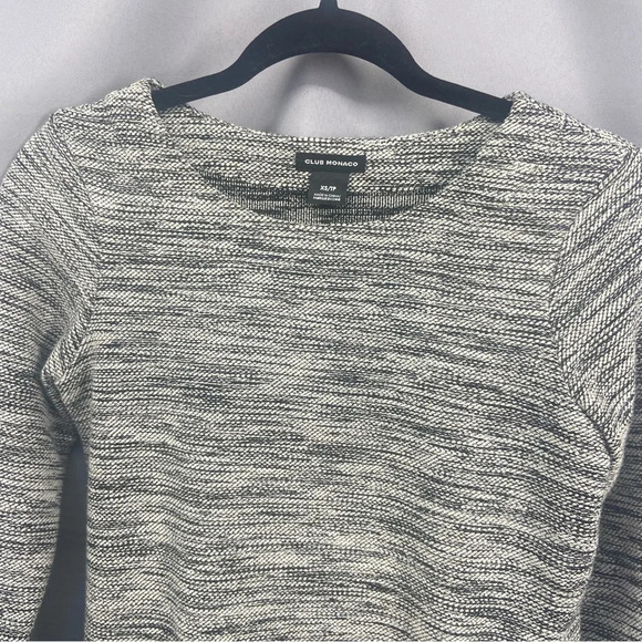 Club Monaco Split Side Grey Tweed Woven Tunic Sweater Size XS - Picture 6 of 7